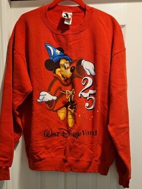 Vintage Women's Disney Red Mickey Mouse 25th Anniversary Sweatshirt
